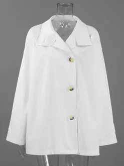 Trench-coat femme en mélange de coton - Coupe oversize minimaliste à double boutonnage et manches larges - Collection printemps-été 2026