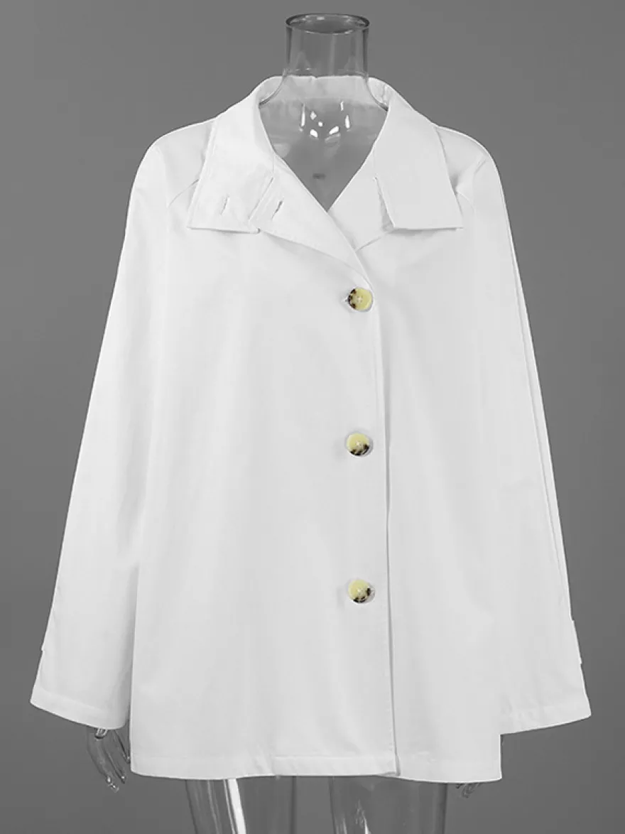 Trench-coat femme en mélange de coton - Coupe oversize minimaliste à double boutonnage et manches larges - Collection printemps-été 2026
