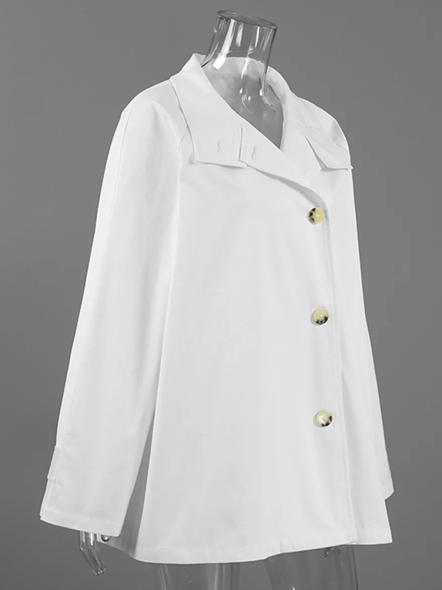 Trench-coat femme en mélange de coton - Coupe oversize minimaliste à double boutonnage et manches larges - Collection printemps-été 2026