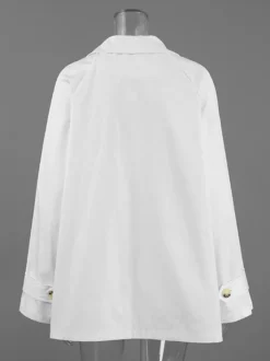 Trench-coat femme en mélange de coton - Coupe oversize minimaliste à double boutonnage et manches larges - Collection printemps-été 2026