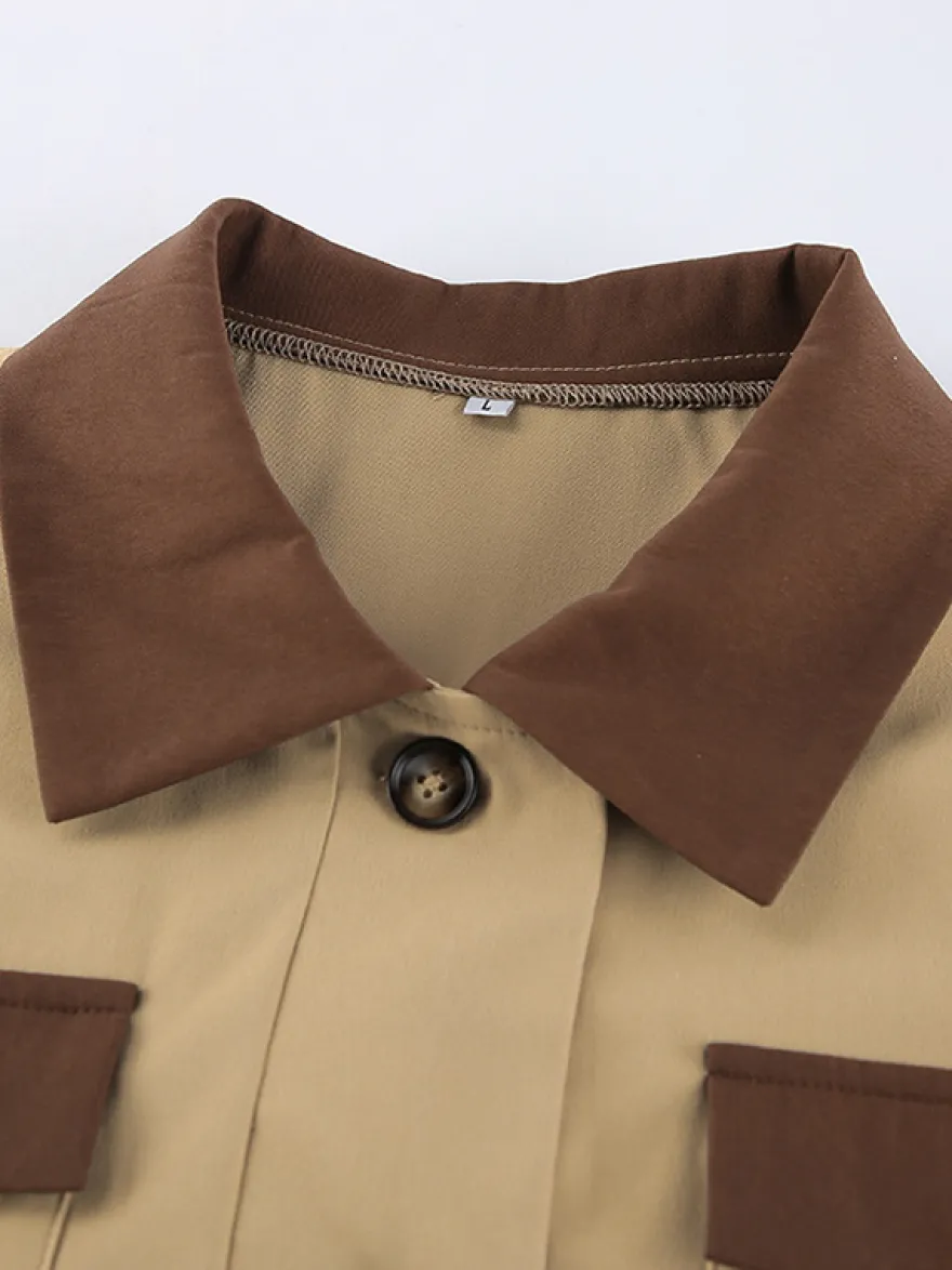 Trench-coat long Barn Color Block pour femme - Coupe longue utilitaire à cordon de serrage - Style safari idéal pour le printemps 2026