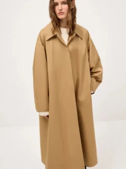 Trench-coat long classique pour femme - Kaki minimaliste coupe décontractée boutonnage simple - Vêtements d'extérieur printemps 2026 parfaits pour le bureau et le dîner