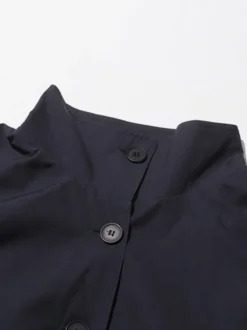 Trench-coat mi-long ample à col montant pour femme manches longues et bouton unique style décontracté