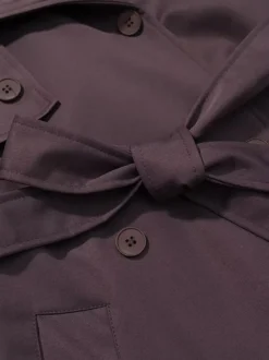 Trench-coat oversize pour femme - Coupe-vent maxi croisé chic marron chocolat - Idéal pour les soirées de printemps 2026