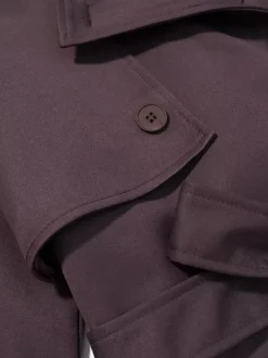 Trench-coat oversize pour femme - Coupe-vent maxi croisé chic marron chocolat - Idéal pour les soirées de printemps 2026