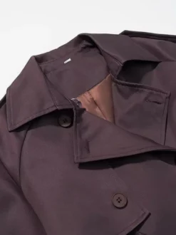 Trench-coat oversize pour femme - Coupe-vent maxi croisé chic marron chocolat - Idéal pour les soirées de printemps 2026