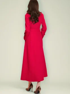Trench-Coat Veste Longue Femme En Polyester Décontracté Col Rabattu Boutons Manches Longues