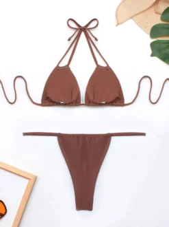Triangle Bikinis Halter Double Bretelles String Bas Maillots De Bain De Plage