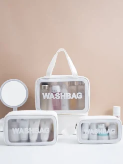 Trousse de toilette transparente en trois pièces trousse de toilette portable et étanche pour femmes