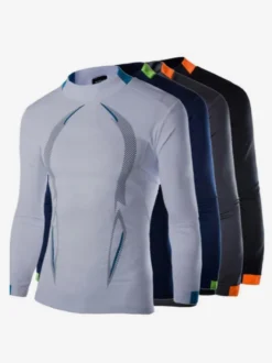 T-shirt de sport respirant à manches longues pour homme idéal pour l'entraînement d'été et le fitness. Séchage rapide.