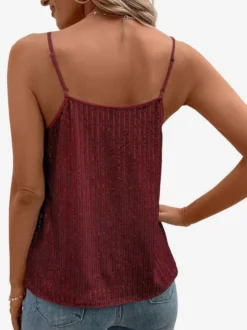 T-shirt sans manches à sequins tendance à col en V idéal pour les soirées.