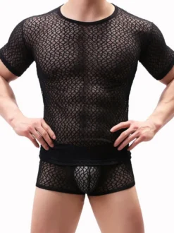 T-shirt Sexy Homme Royal Blue Sheer Lingerie pour Hommes