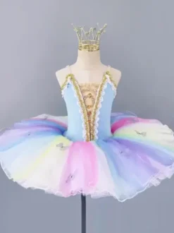Tutu de ballet professionnel du Lac des cygnes pour filles blanc bouffant style princesse tenue de danse de ballerine.