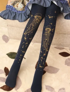 Velours Lolita Collants Étoile Méduse Estampage À Chaud Hiver Bas Déguisements Halloween