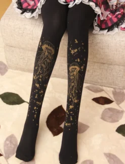 Velours Lolita Collants Étoile Méduse Estampage À Chaud Hiver Bas Déguisements Halloween