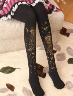 Velours Lolita Collants Étoile Méduse Estampage À Chaud Hiver Bas Déguisements Halloween