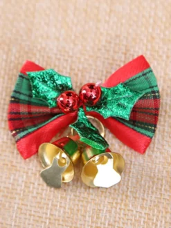 Vert Noël Cloche Bowknot Props Polyester Fibre Noël Vacances Costumes Props