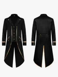 Vert Vintage Top Vintage Boutons Manches Longues Polyester Polyester Pardessus Rétro Costumes Pour Homme Bourgogne