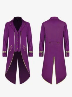 Vert Vintage Top Vintage Boutons Manches Longues Polyester Polyester Pardessus Rétro Costumes Pour Homme Bourgogne
