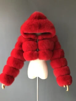 Veste blanche en fausse fourrure avec capuche manteaux courts tendance pour femmes vêtements d'hiver 2026