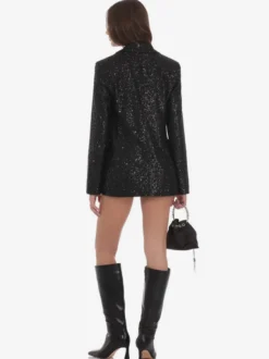 Veste blazer oversize à sequins double boutonnage et revers cranté pour femme