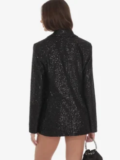 Veste blazer oversize à sequins double boutonnage et revers cranté pour femme