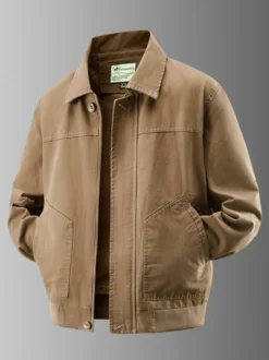 Veste bomber en velours côtelé pour homme col rabattu manches longues poches latérales
