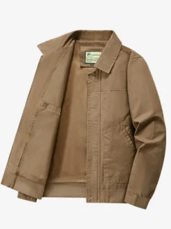 Veste bomber en velours côtelé pour homme col rabattu manches longues poches latérales