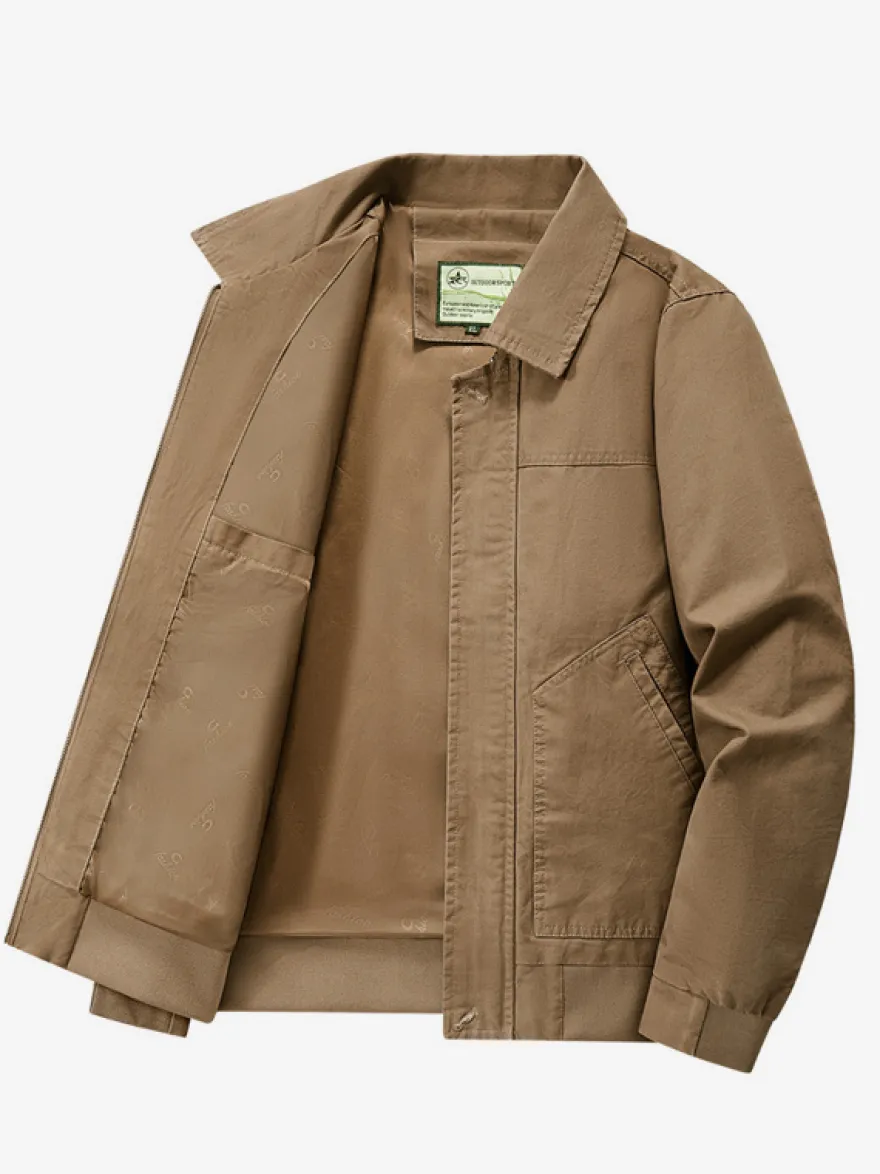 Veste bomber en velours côtelé pour homme col rabattu manches longues poches latérales