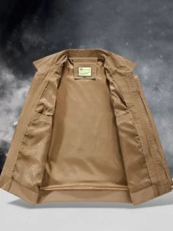 Veste bomber en velours côtelé pour homme col rabattu manches longues poches latérales
