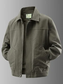 Veste bomber en velours côtelé pour homme col rabattu manches longues poches latérales