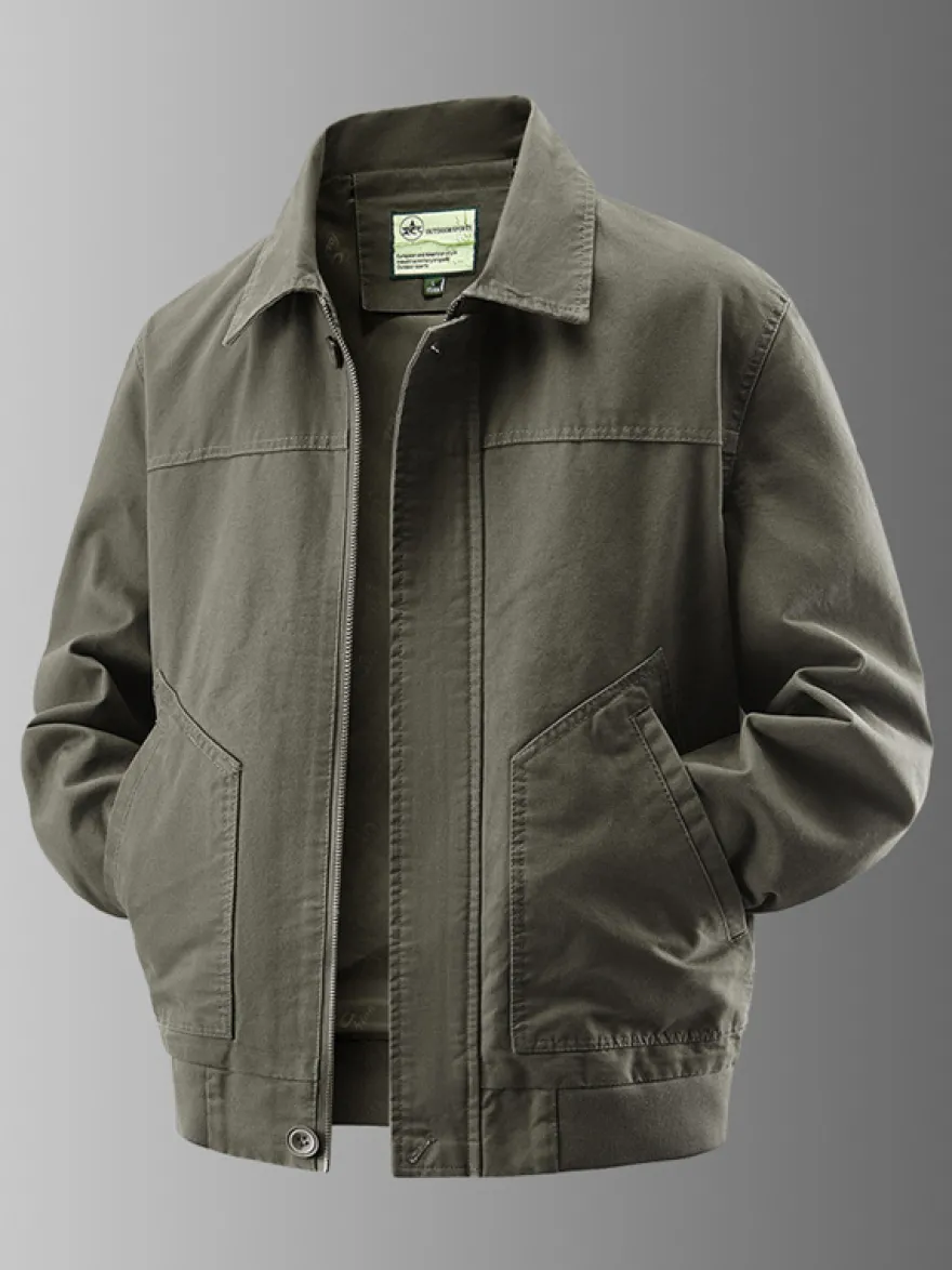 Veste bomber en velours côtelé pour homme col rabattu manches longues poches latérales