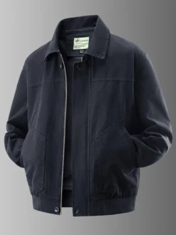 Veste bomber en velours côtelé pour homme col rabattu manches longues poches latérales