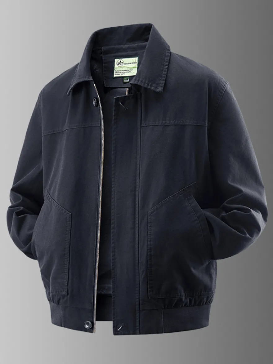 Veste bomber en velours côtelé pour homme col rabattu manches longues poches latérales