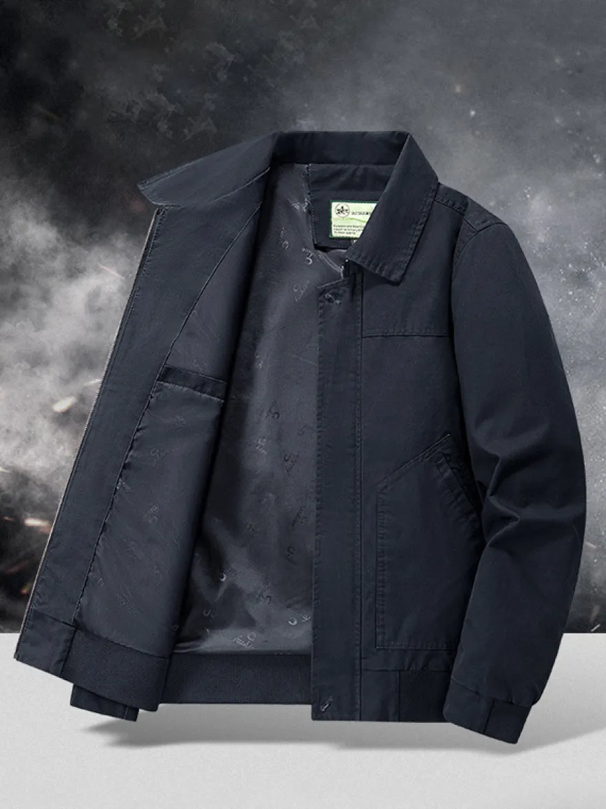 Veste bomber en velours côtelé pour homme col rabattu manches longues poches latérales