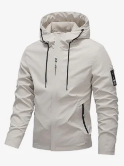 Veste à capuche pour homme manches longues fermeture éclair poches latérales manteau décontracté