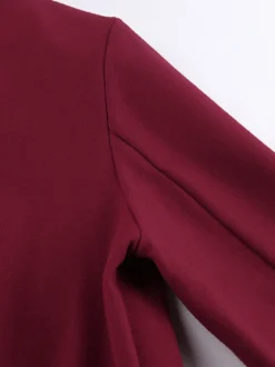 Veste courte bordeaux pour femme - Col rabattu chic fermeture éclair ourlet élastique - Collection streetwear décontractée printemps 2026