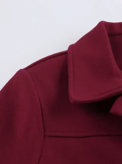Veste courte bordeaux pour femme - Col rabattu chic fermeture éclair ourlet élastique - Collection streetwear décontractée printemps 2026