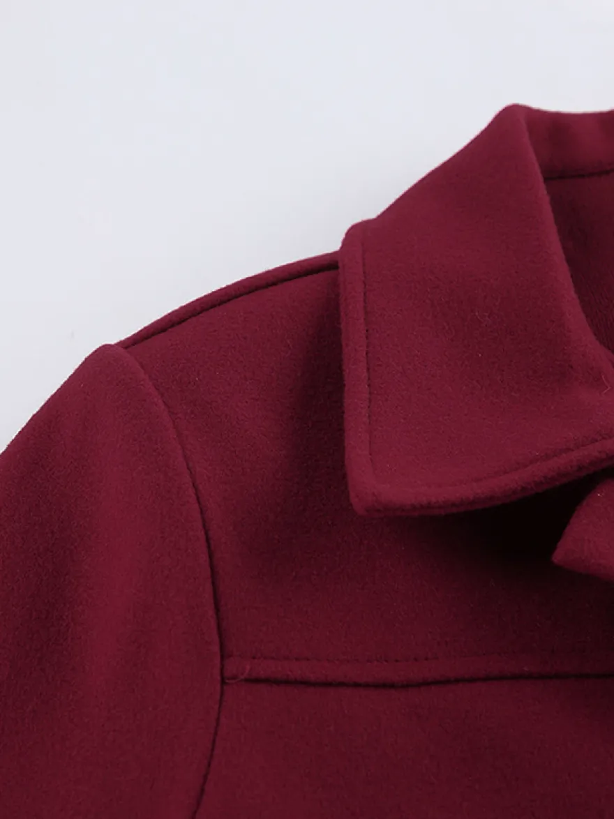 Veste courte bordeaux pour femme - Col rabattu chic fermeture éclair ourlet élastique - Collection streetwear décontractée printemps 2026