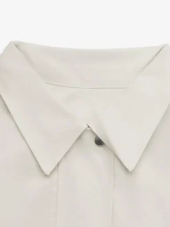 Veste courte à col revers pour femme coupe ample épaules tombantes ourlet élastique fermeture éclair