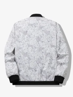 Veste de baseball pour homme col imprimé feuille d'érable manches longues poignets élastiques poches latérales zippées veste légère