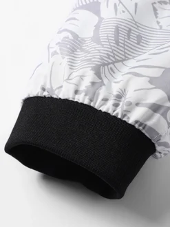 Veste de baseball pour homme col imprimé feuille d'érable manches longues poignets élastiques poches latérales zippées veste légère
