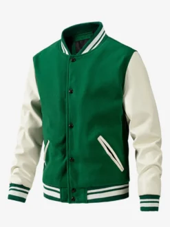 Veste de baseball pour homme en coton rembourré à blocs de couleurs grande taille