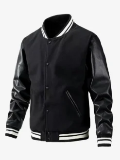 Veste de baseball pour homme en coton rembourré à blocs de couleurs grande taille