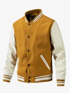 Veste de baseball pour homme en coton rembourré à blocs de couleurs grande taille