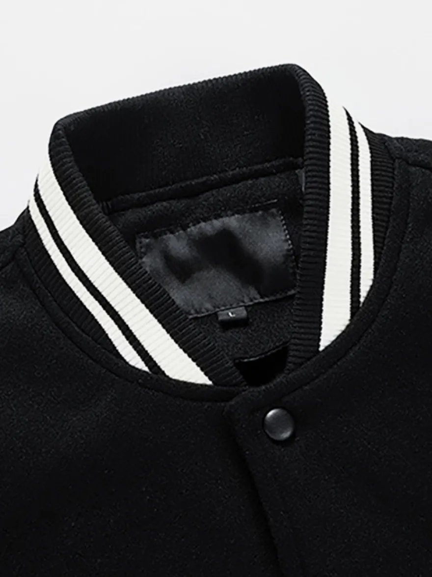 Veste de baseball pour homme en coton rembourré à blocs de couleurs grande taille