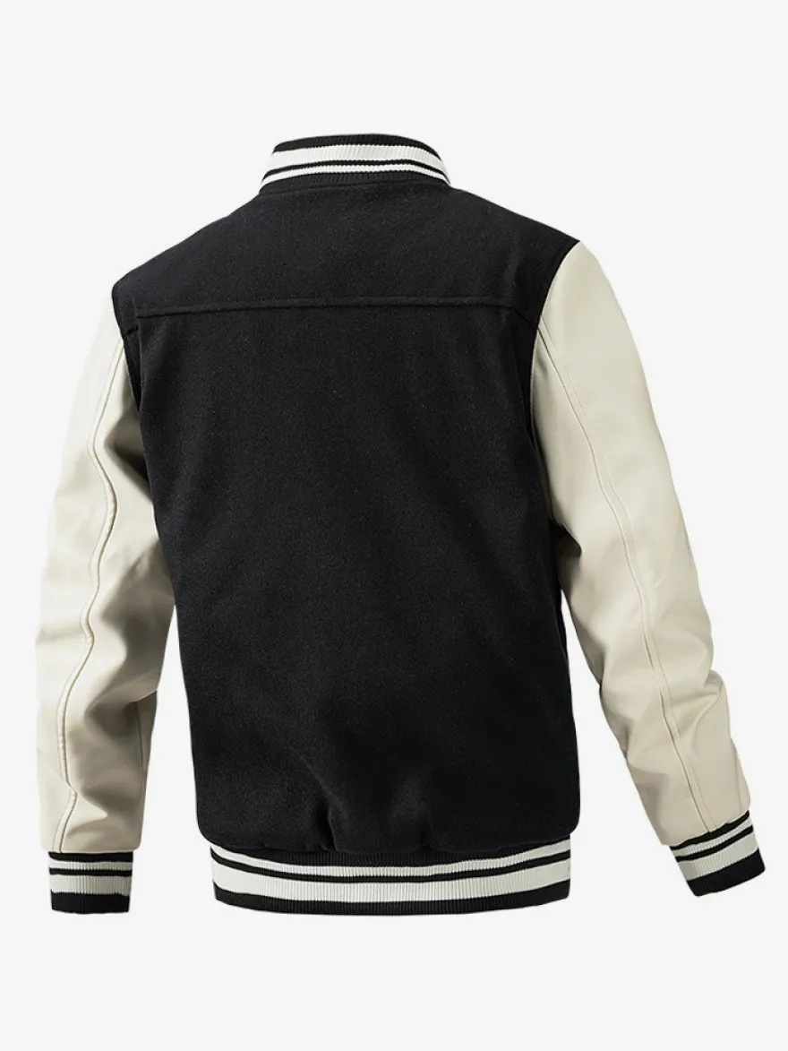 Veste de baseball pour homme en coton rembourré à blocs de couleurs grande taille