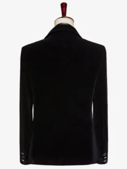Veste de costume de scène en velours noir brillant pour homme