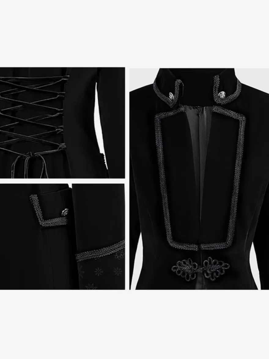 Veste de costume gothique victorienne pour homme redingote avec smoking pour cosplay steampunk Bourgogne