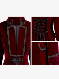 Veste de costume gothique victorienne pour homme redingote avec smoking pour cosplay steampunk Bourgogne